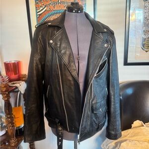 Black Faux Leather Motorcycle Jacket - Classic Biker Style